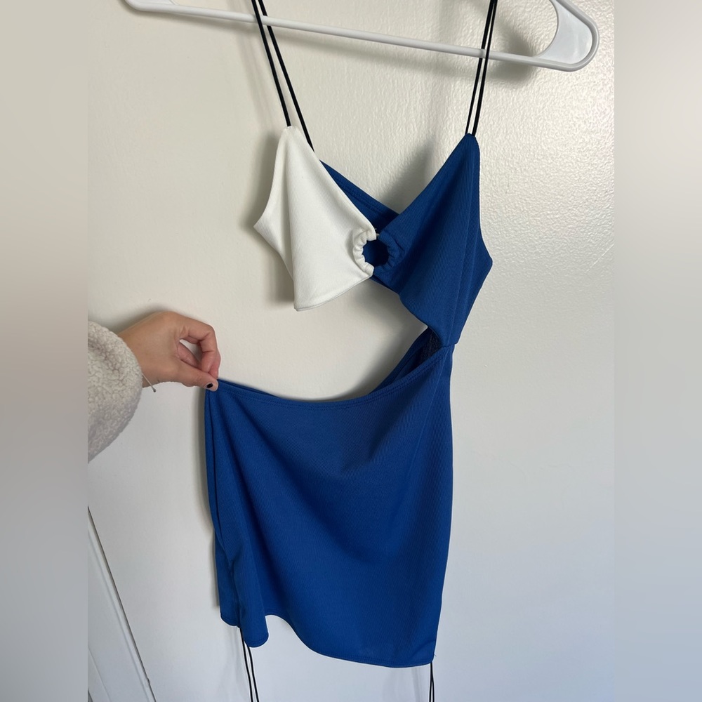 Blue and White Rib dress
